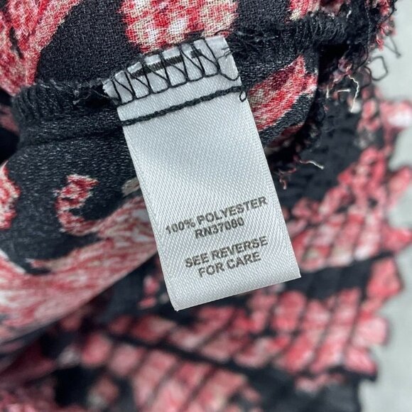 Cato Womens Black & Red Paisley Smocked Blouse Size S Polyester a1177 - Picture 6 of 9